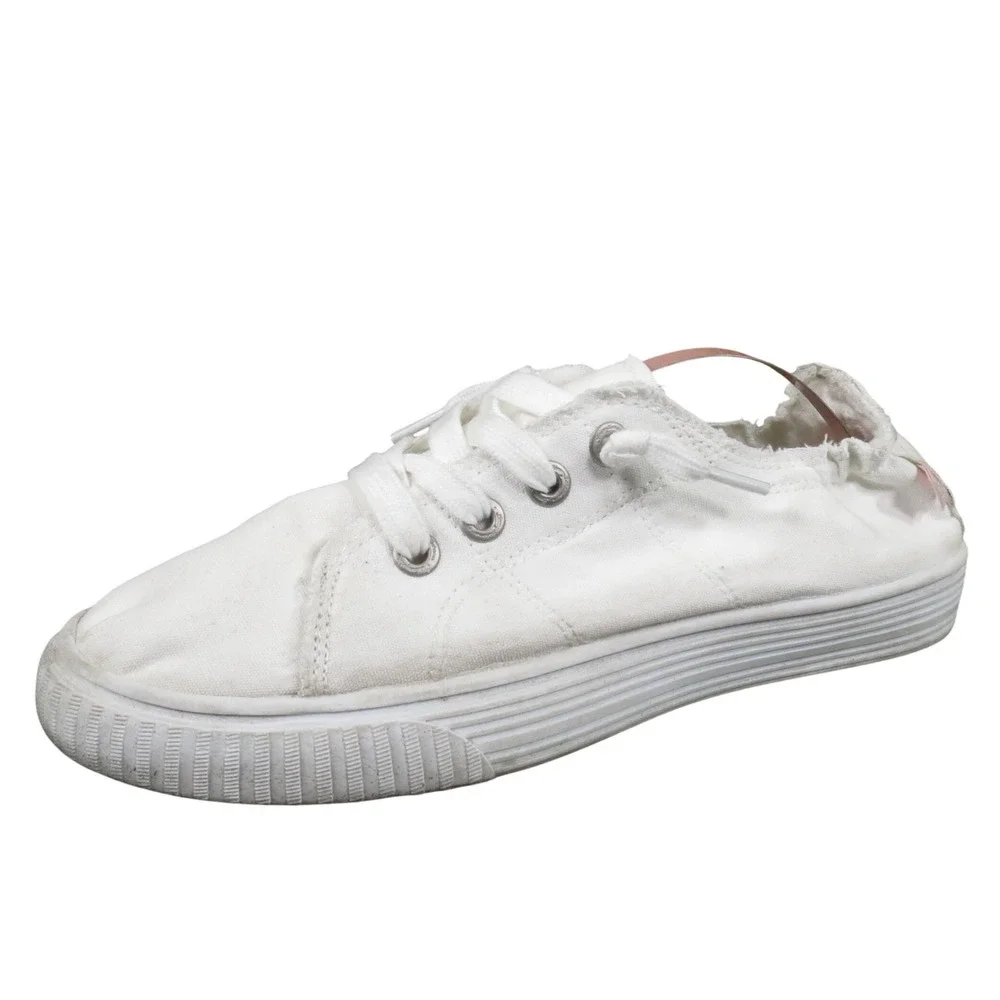 Tommy Bahama Womens 8.5‎ White Textile Canvas Casual Lace Up Sneakers
